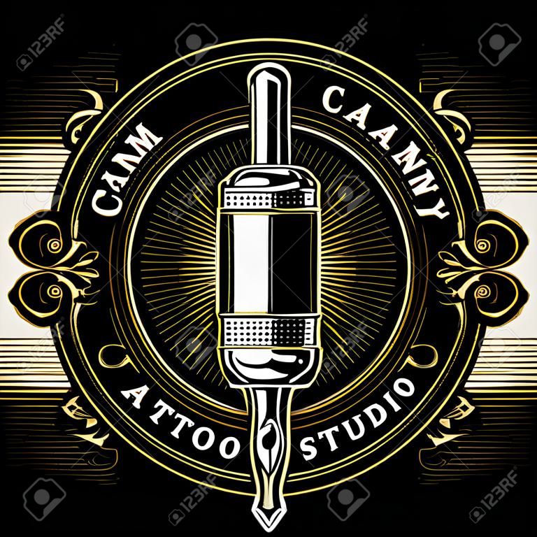 Tattoo Studio Logo Vorlage . Vintage-Stil Rahmen mit Tattoo-Maschine