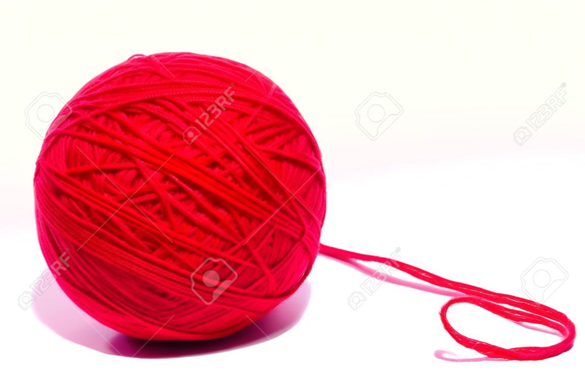 red ball of yarn for knitting, isolate, homemade crafts