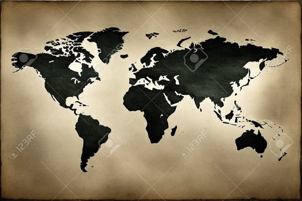 Mapa del mundo en el papel viejo