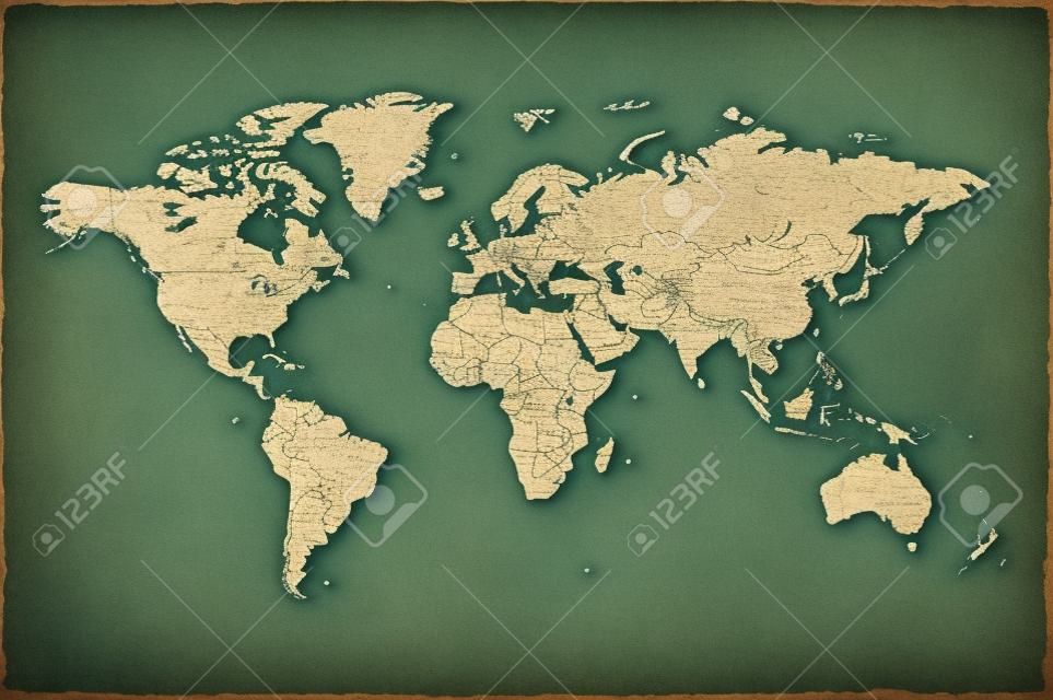 Carte du monde sur le vieux papier