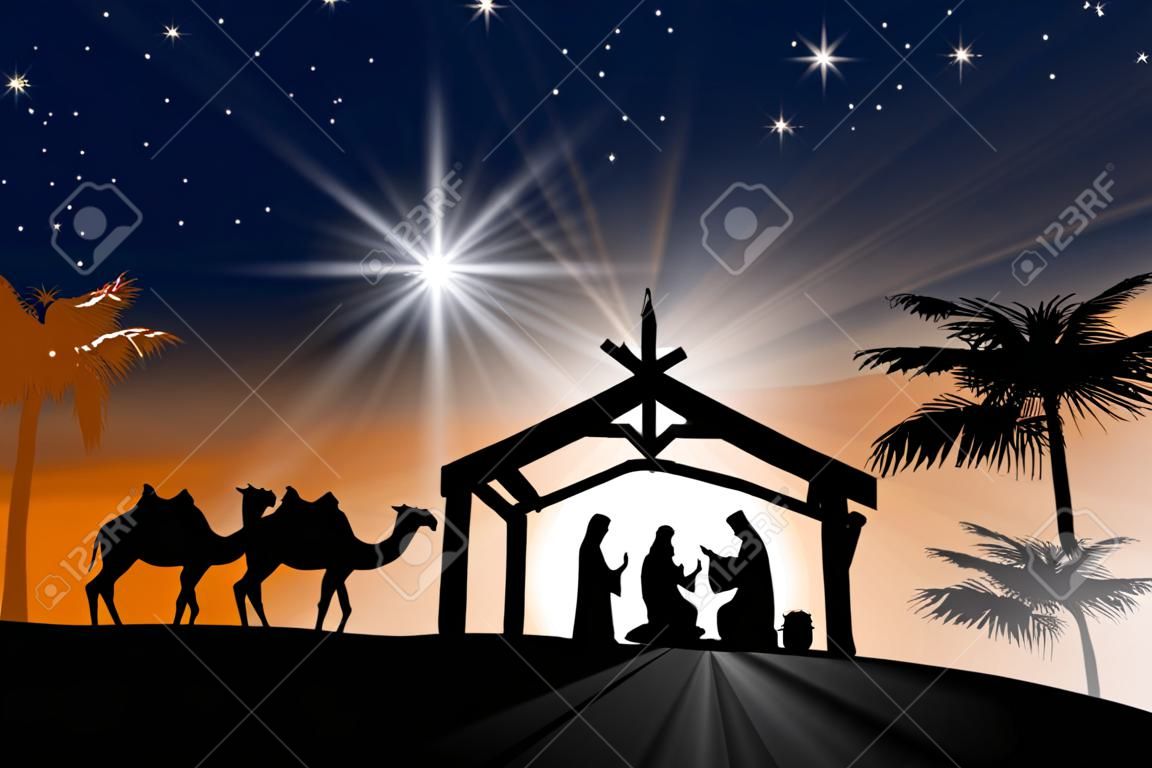 传统基督教圣诞节与三个智者的诞生场景