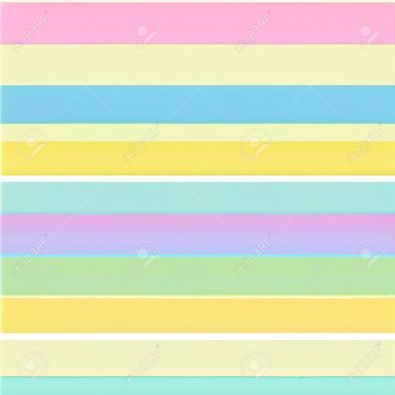 Stripe Background of Pastel Baby Colors and Polka Dots. Seamless Horizontal Pinstripe Pink Blue Green Orange and Yellow Palette for Wallpaper Scrapbook, Cute Textile Child Pattern. Vector Illustration