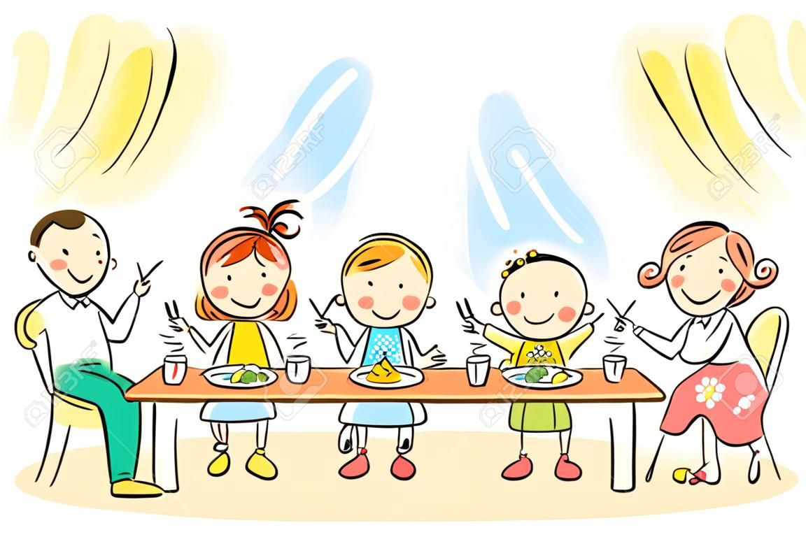 Família dos desenhos animados que tem a refeição junto
