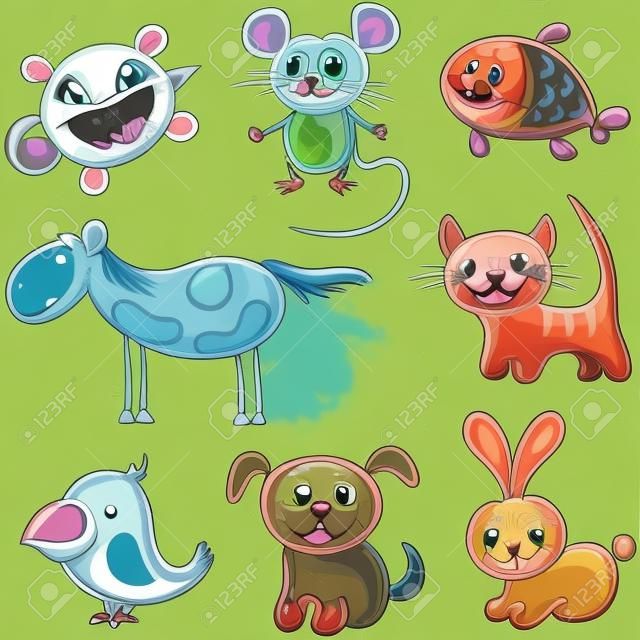 Set van schetsige cartoon huisdieren