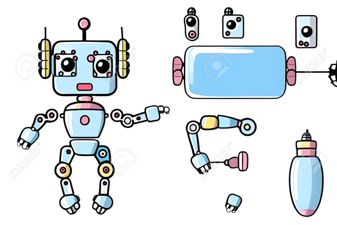 Robot body parts for kids to put together, no gradients