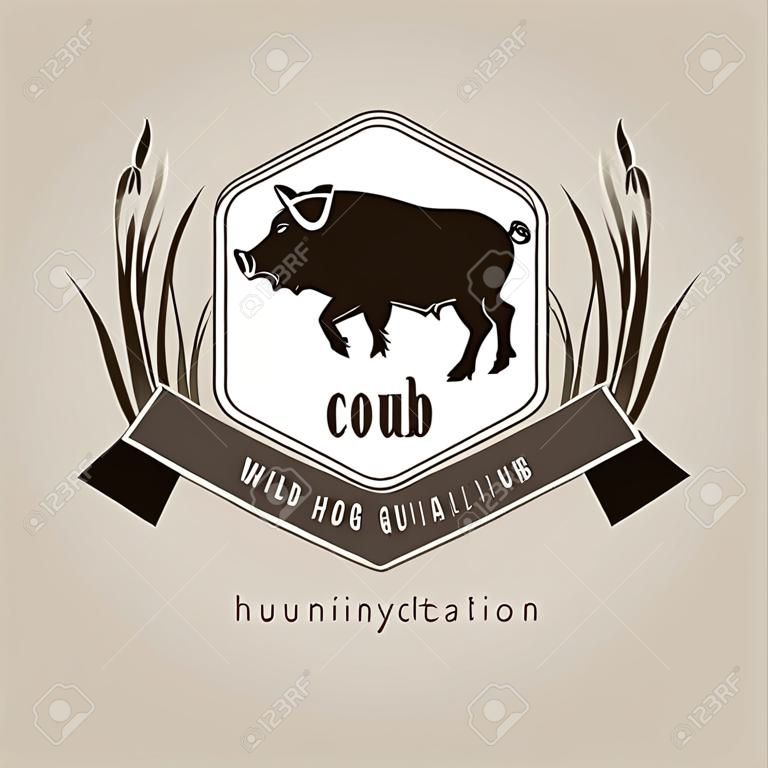Boar. Vector logo  design. Wild hog emblem for a hunting club.