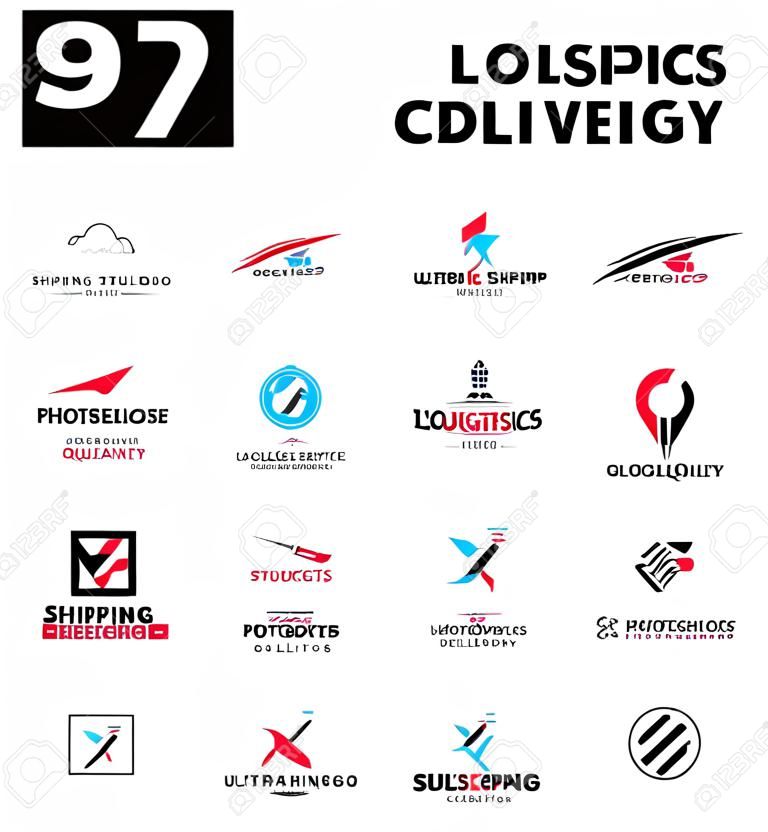 Vector flat logo template for logistics and delivery company. Shipping service insignia design. Logo collection.