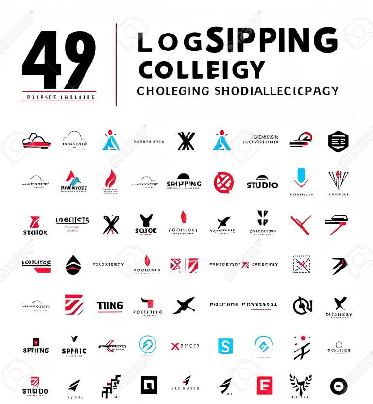 物流・配送会社のベクトル フラット ロゴのテンプレートです。送料サービス記章設計。ロゴのコレクションの。