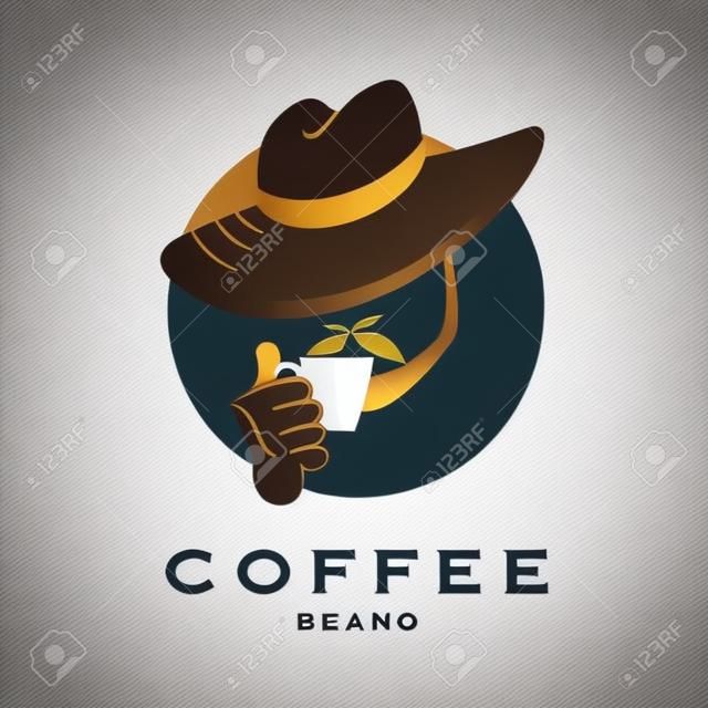 矢量平面咖啡徽标样本。美丽的咖啡品牌模板。适合于咖啡和茶商店，商店，以及咖啡厅和餐厅。