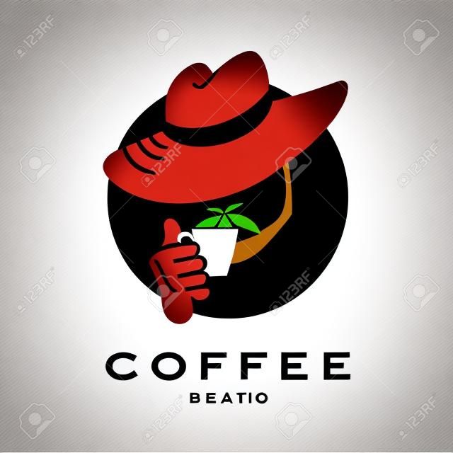 Vector café plat logo échantillon. Belle modèle de marque de café. Bon pour le café et un magasin de thé, une boutique, également un café et un restaurant.