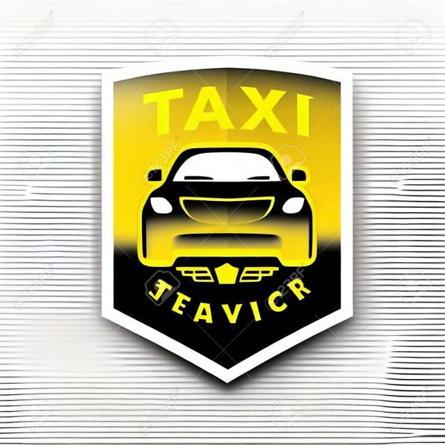 Вектор плоские такси логотип на белом фоне. Автомобиль лицо значок силуэт. Шаблон логотипа Авто. Услуги такси дизайн бренда.