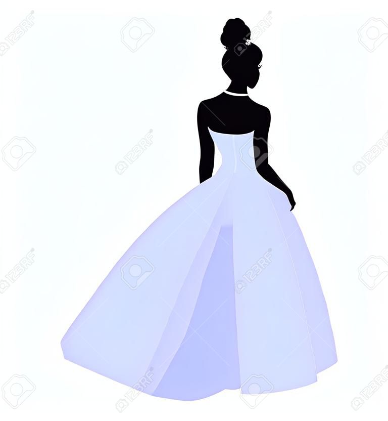 Woman in a wedding dress silhouette illustration on a white background