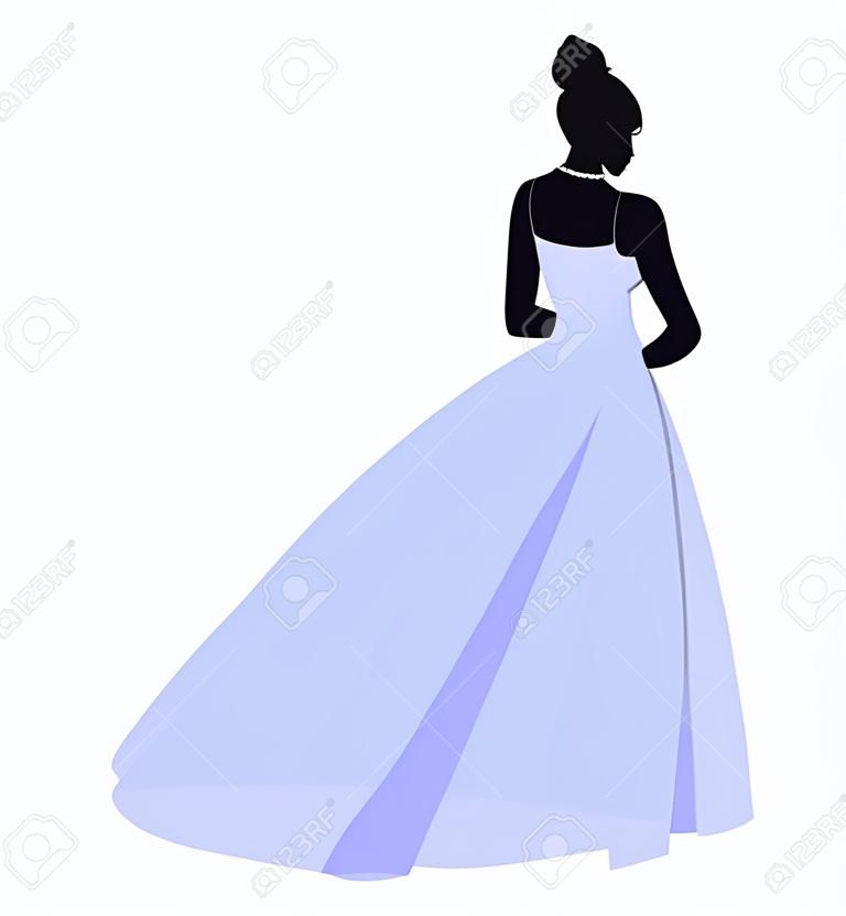 Woman in a wedding dress silhouette illustration on a white background