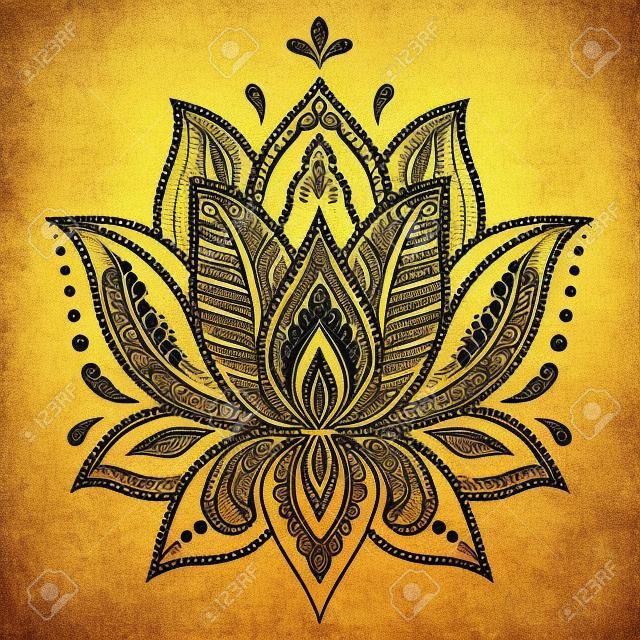 Henna tattoo flower template in Indian style. Ethnic floral paisley - Lotus. Mehndi style. Ornamental pattern in the oriental style.