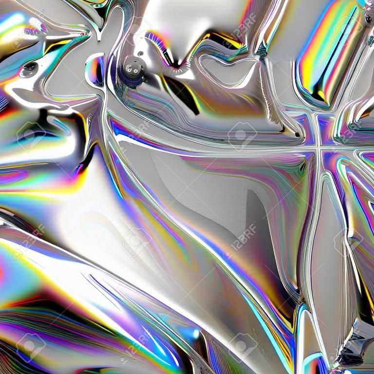 Fundo abstrato 3d, efeito de luz do arco-íris, folha
