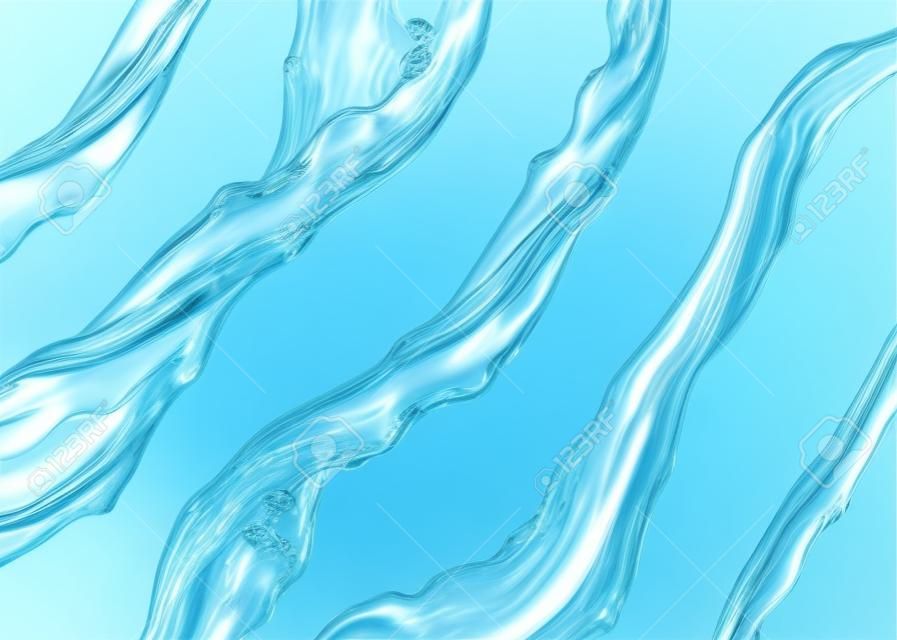 3d dysze wodne ustawić realistyczny, aqua, przezroczysty płyn na białym tle