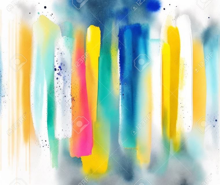 Trazos abstractos del cepillo de la acuarela, ejemplo creativo, paleta de colores artística, oro del azul de turquesa