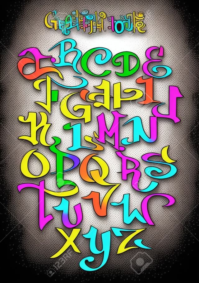 Graffiti font alphabet. Vector illustration