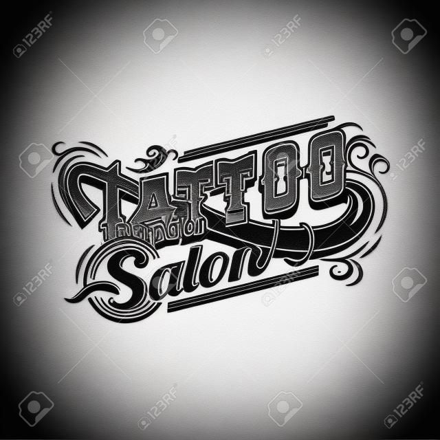 Vector tattoo salon logo  on white background. Cool retro styled vector emblems.