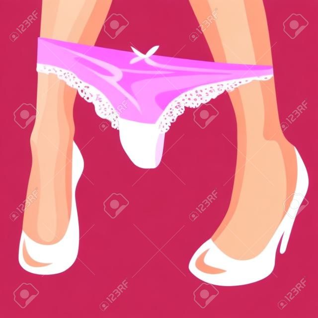 Ilustração vetorial de uma menina com calcinha rosa caída