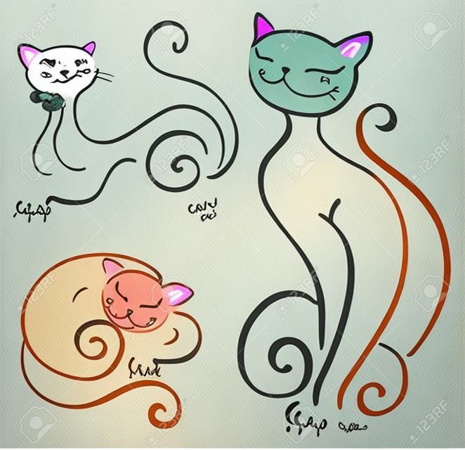 Забавный рисунок кошки коллекции