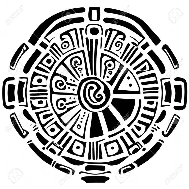 Hunab Ku Maya-Symbol. Hand gezeichnete ausführliche Muster.