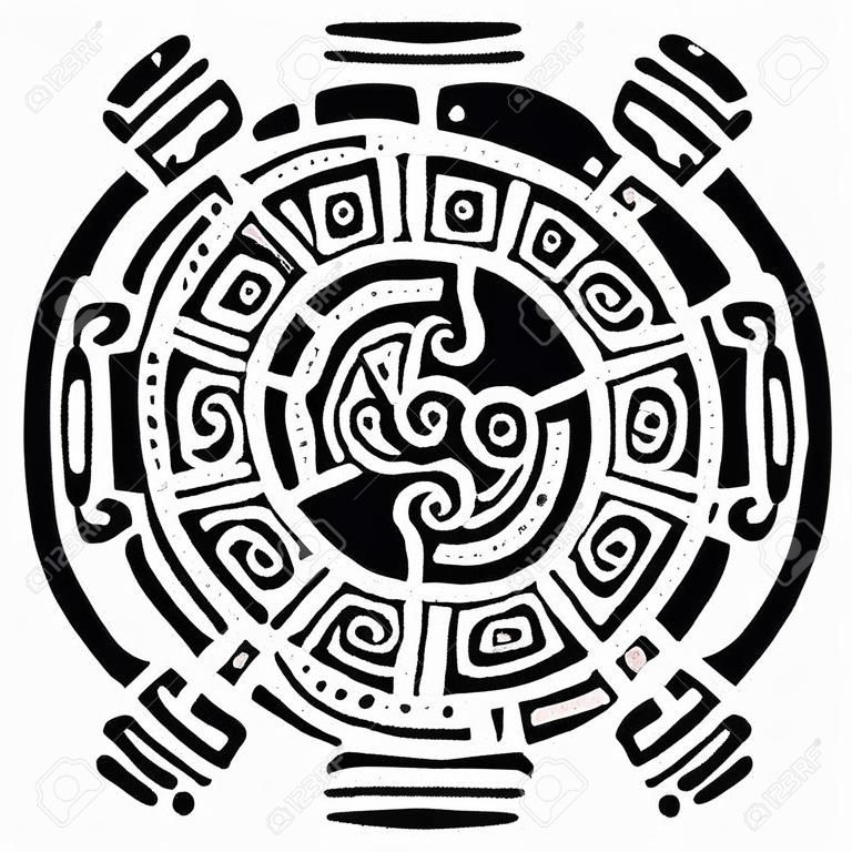 Hunab Ku maja szimbólum. Kézzel rajzolt részletes mintát.
