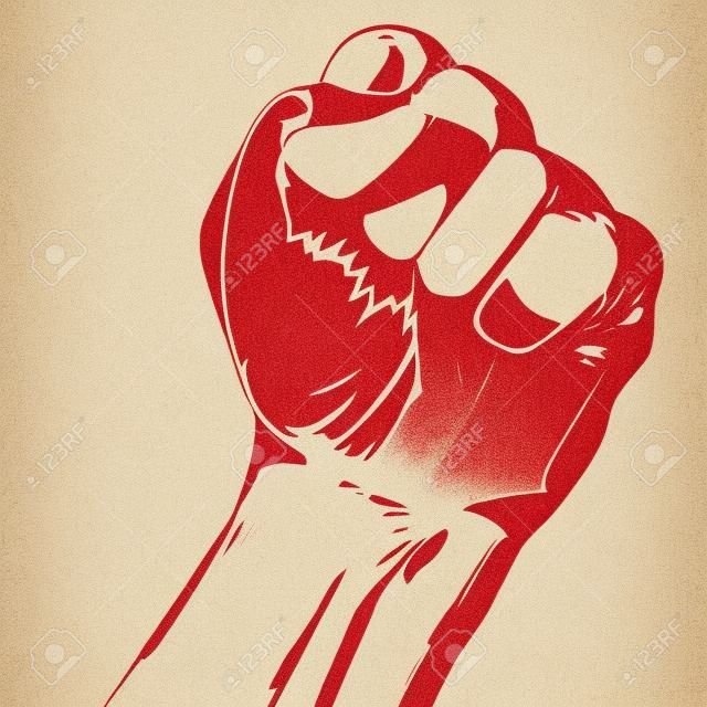 Strike poster with tight fist - protest concept