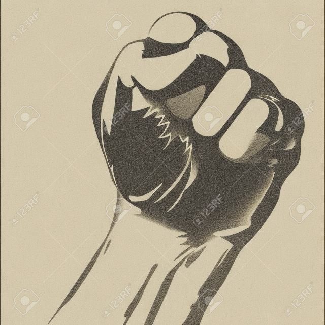Strike poster with tight fist - protest concept