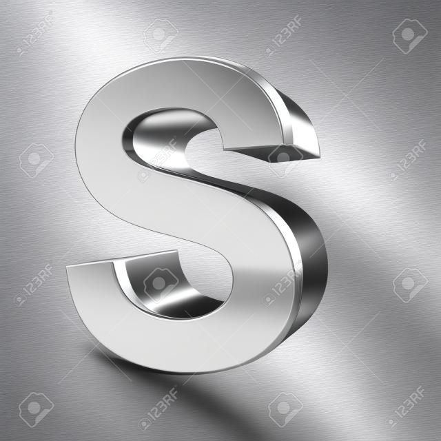 3d stalowego srebrny S listu pojedyncze białe tło