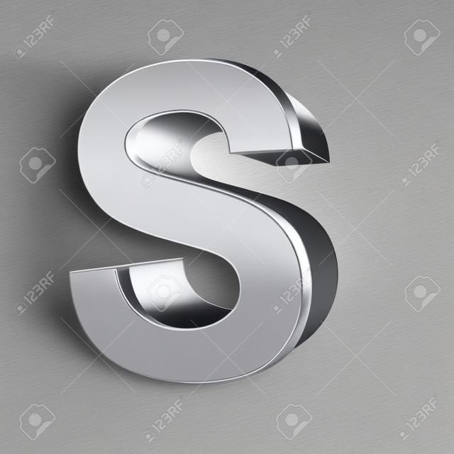 3d stalowego srebrny S listu pojedyncze białe tło