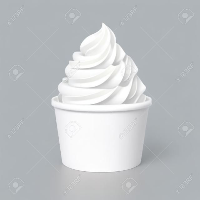 白底隔离牛奶冰淇淋空白纸杯