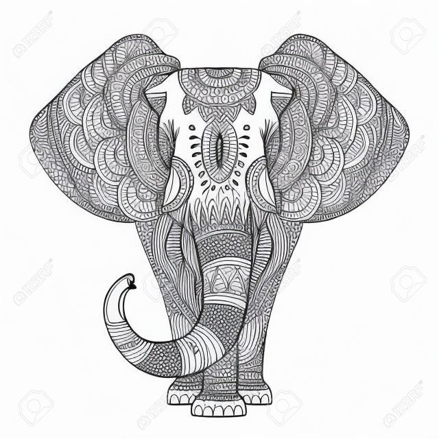 página de coloração de elefante gracioso em estilo requintado