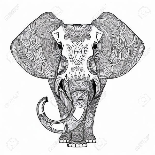 sierlijke olifant kleuren pagina in prachtige stijl