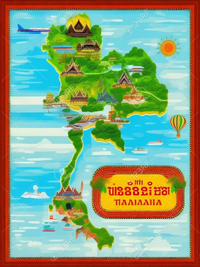 atractiva mapa de Tailandia - Tailandia palabra del título es el nombre del país en tailandés