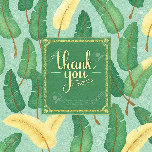 aantrekkelijk dank u kaart ontwerp met banaan bladeren