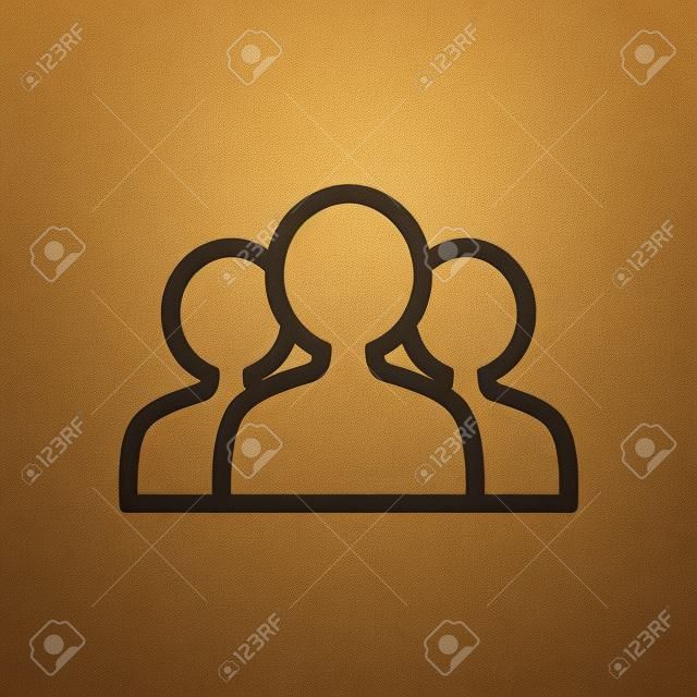 icona di gruppo e sociale di contorno marrone e sottile