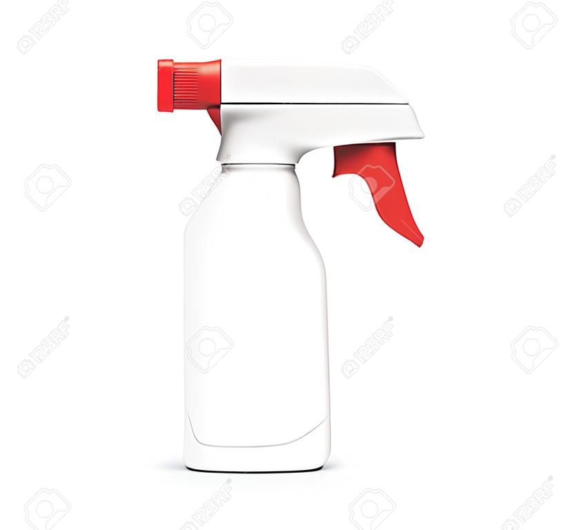 Glass Cleaner mockup, 3d rendering spray bottle template with red spray lid and blank label