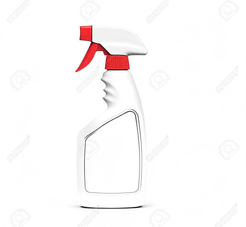 Glass Cleaner mockup, 3d rendering spray bottle template with red spray lid and blank label