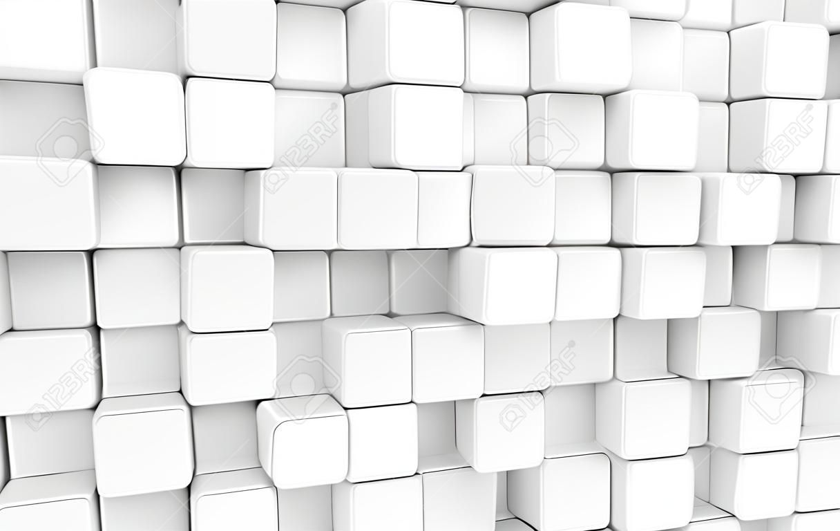 Fundo de cubo arredondado branco, papel de parede em branco abstrato na renderização 3d