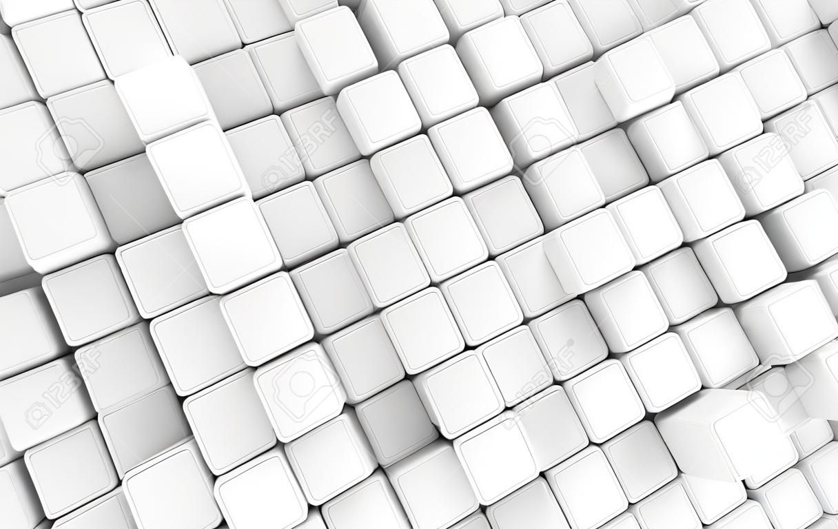 Fundo de cubo arredondado branco, papel de parede em branco abstrato na renderização 3d