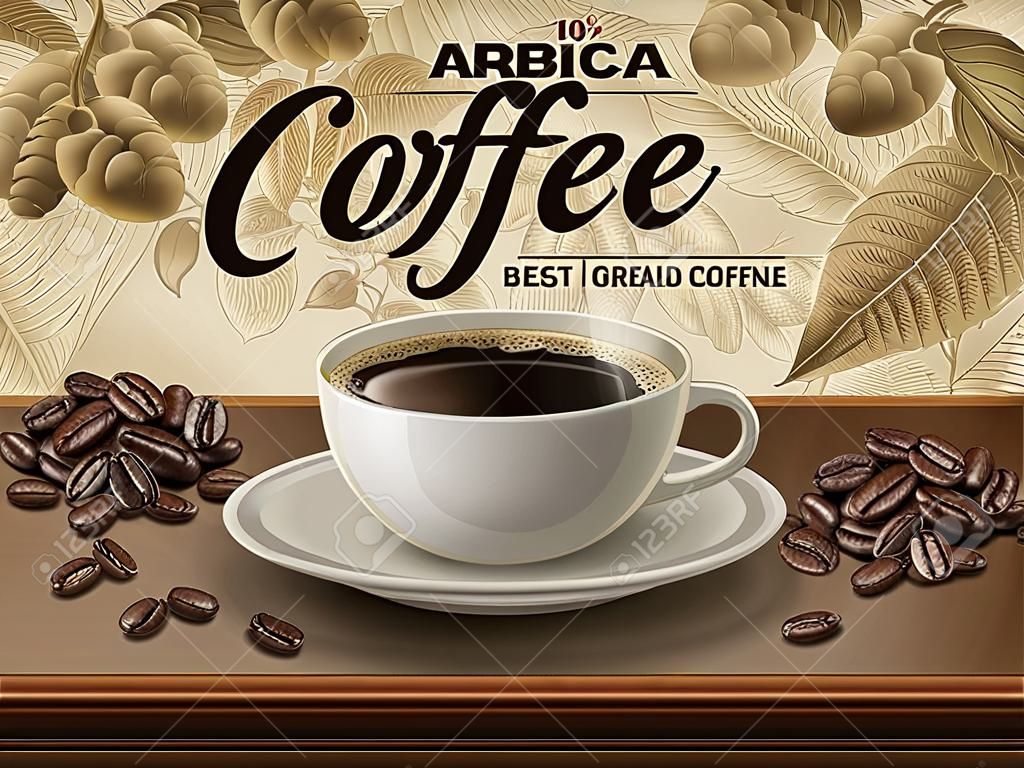 Illustrazione di vettore di progettazione degli annunci del caffè Arabica
