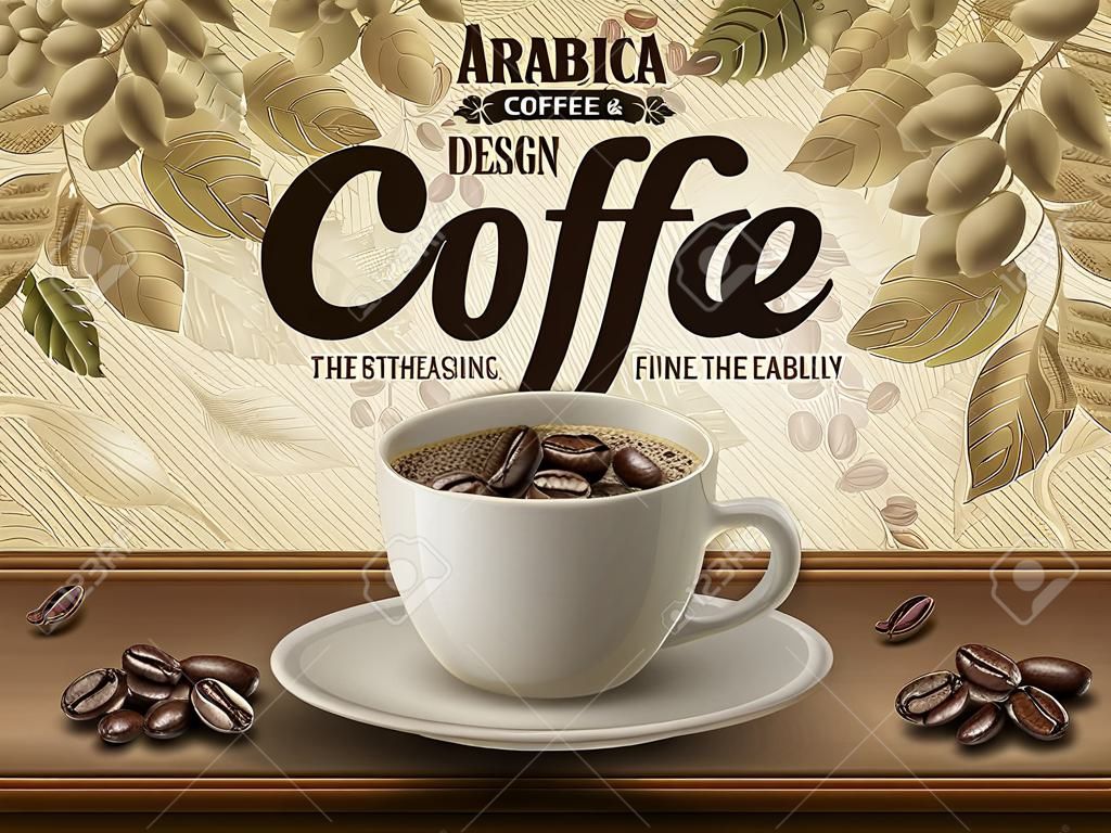 Ilustración de vector de diseño de anuncios de café Arábica