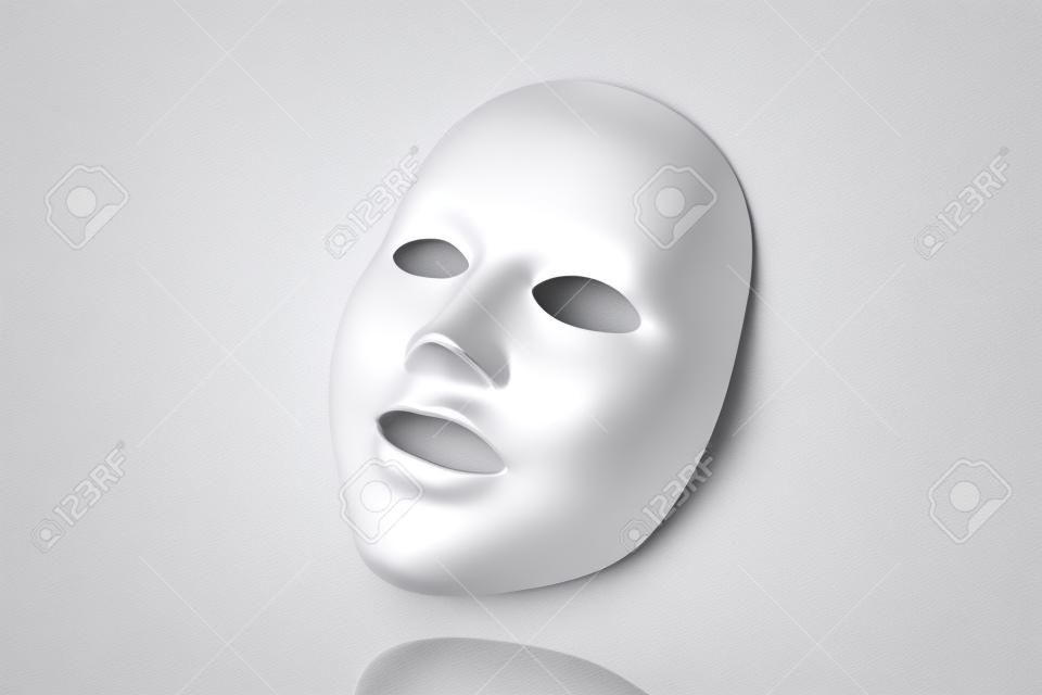 Макет маски для лица в 3d иллюстрации на жемчужно-белом фоне