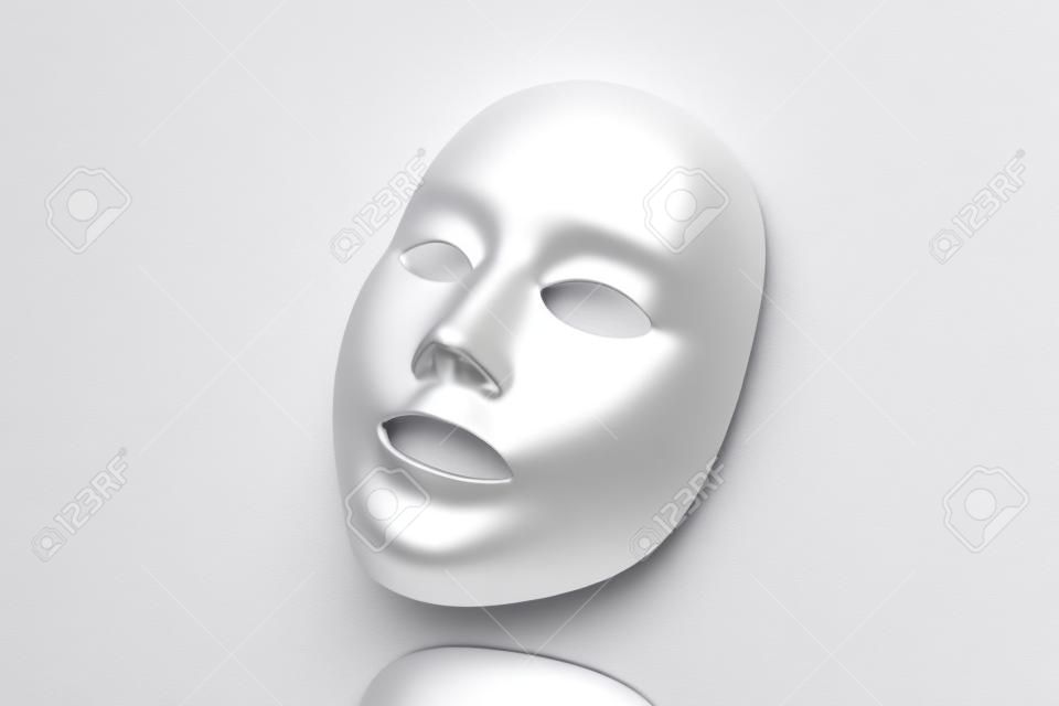Máscara facial maquete na ilustração 3d no fundo branco pérola