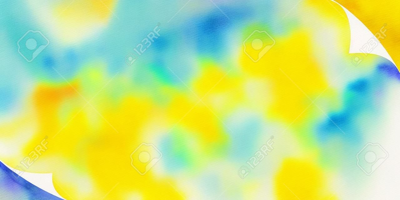Abstract watercolor chrome yellow background with curl corner