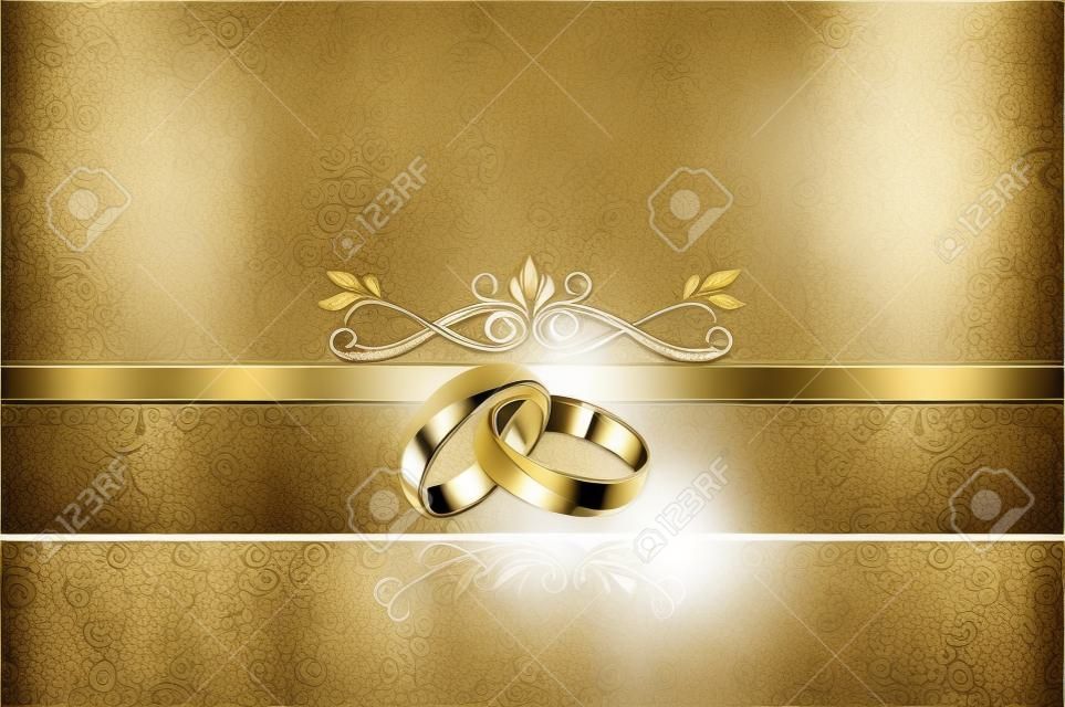 金戒指和欧式图案装饰婚礼背景