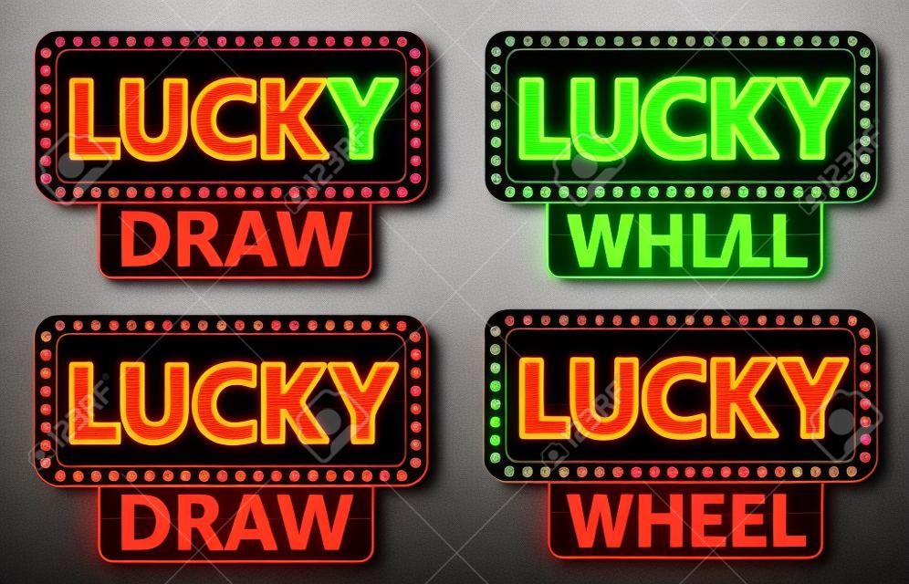 Lucky Draw / Lucky rueda tipográfica en la bandera brillante