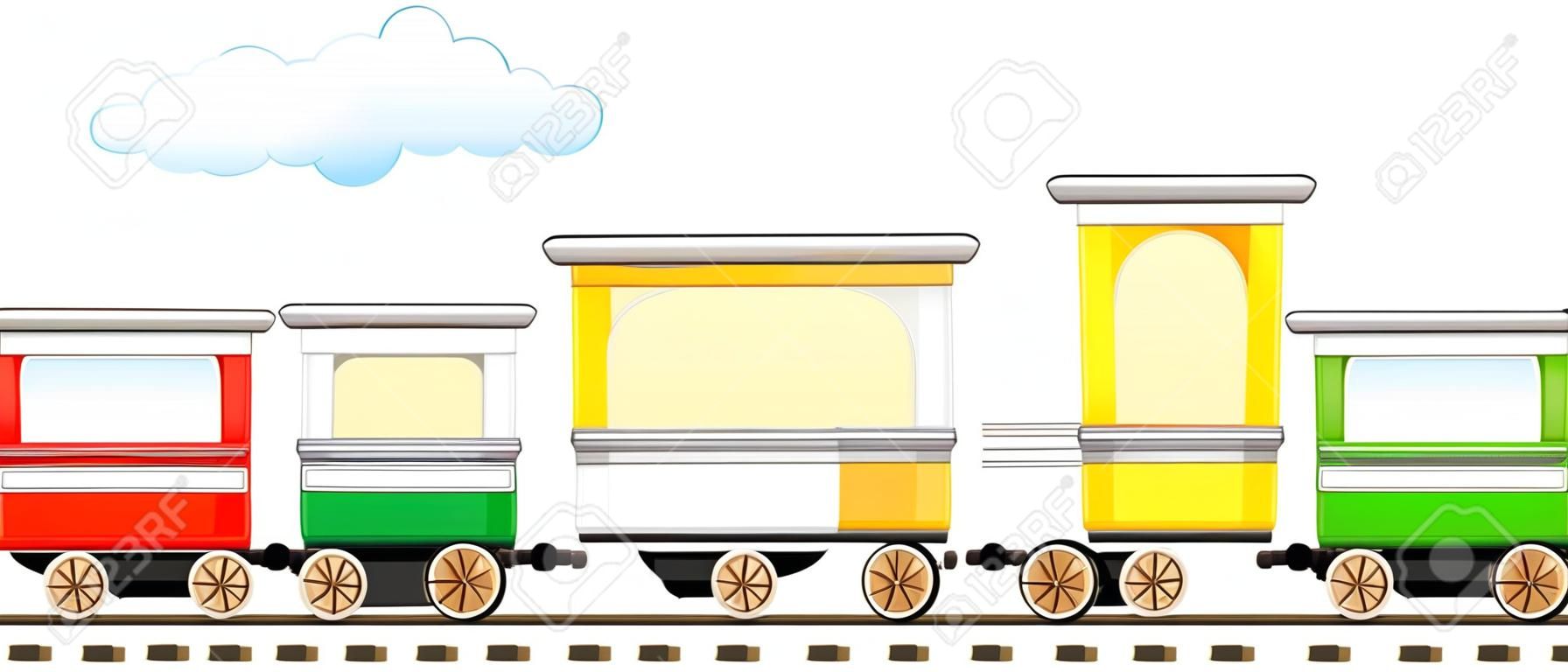 de dibujos animados aislado de tren linda con el transporte en ferrocarril colorido
