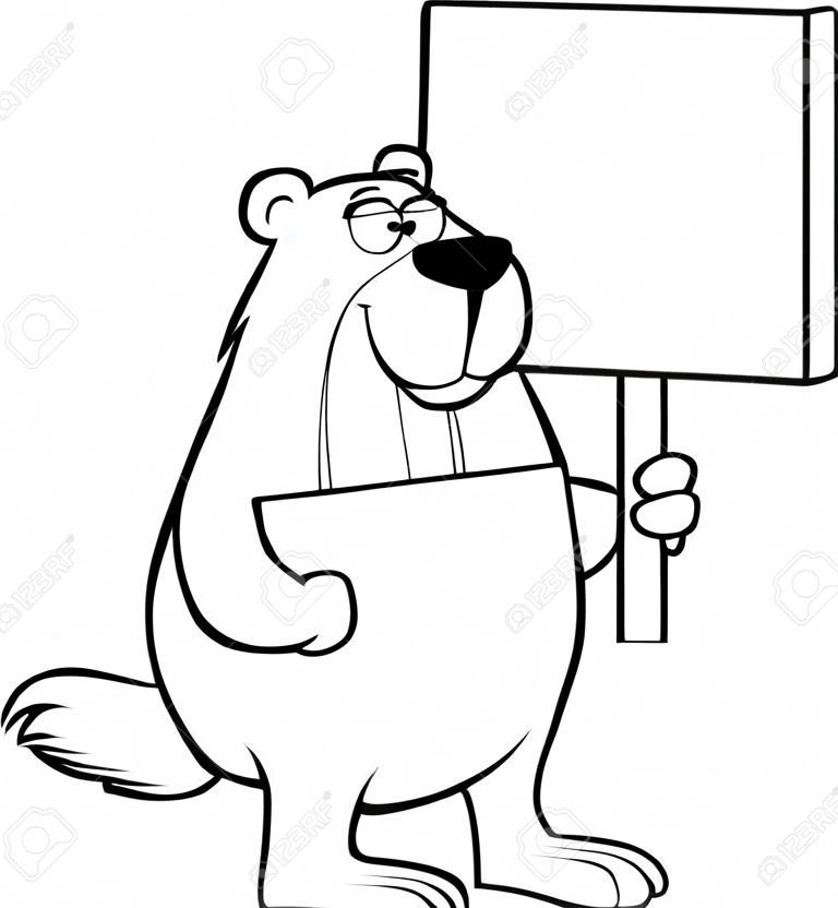 熊的黑白插圖舉著牌子